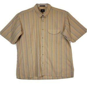 John Henry Men Button Front Yellow Striped Long Sleeve Dress Shirt Size XL